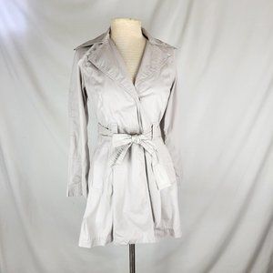 CABI Light Tan Khaki Lightweight Pleated Trench Coat - Small